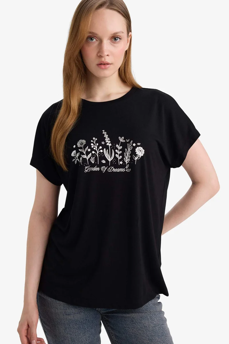 DeFacto Crew Neck Printed Short Sleeve T-Shirt