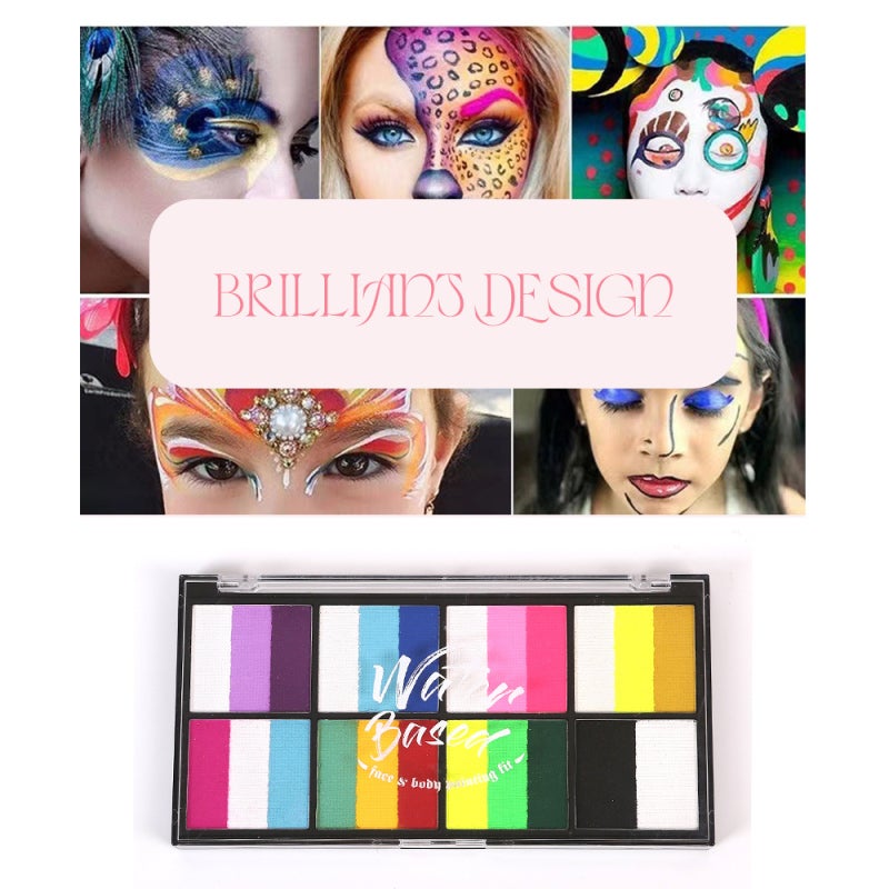 Watercolor Paint Palette Set 18 Colors Set Professional Face Split Cakes with 4 Brush& 6 Stencils Safe& Non Water Activated Face and Body Painting Makeup Facepaints for - Image 4
