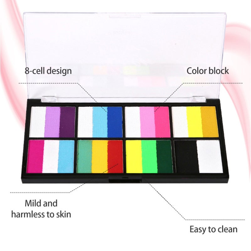 Watercolor Paint Palette Set 18 Colors Set Professional Face Split Cakes with 4 Brush& 6 Stencils Safe& Non Water Activated Face and Body Painting Makeup Facepaints for - Image 2