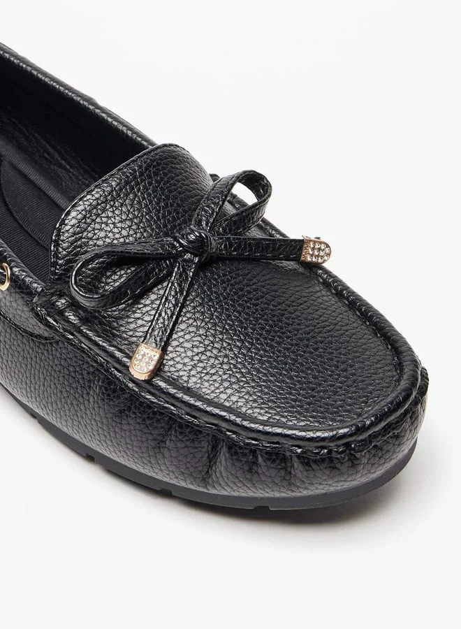 Le Confort Women's Textured Slip-On Loafers with Bow Accent