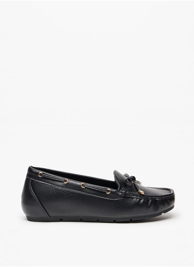 Le Confort Women's Textured Slip-On Loafers with Bow Accent  - Image 2