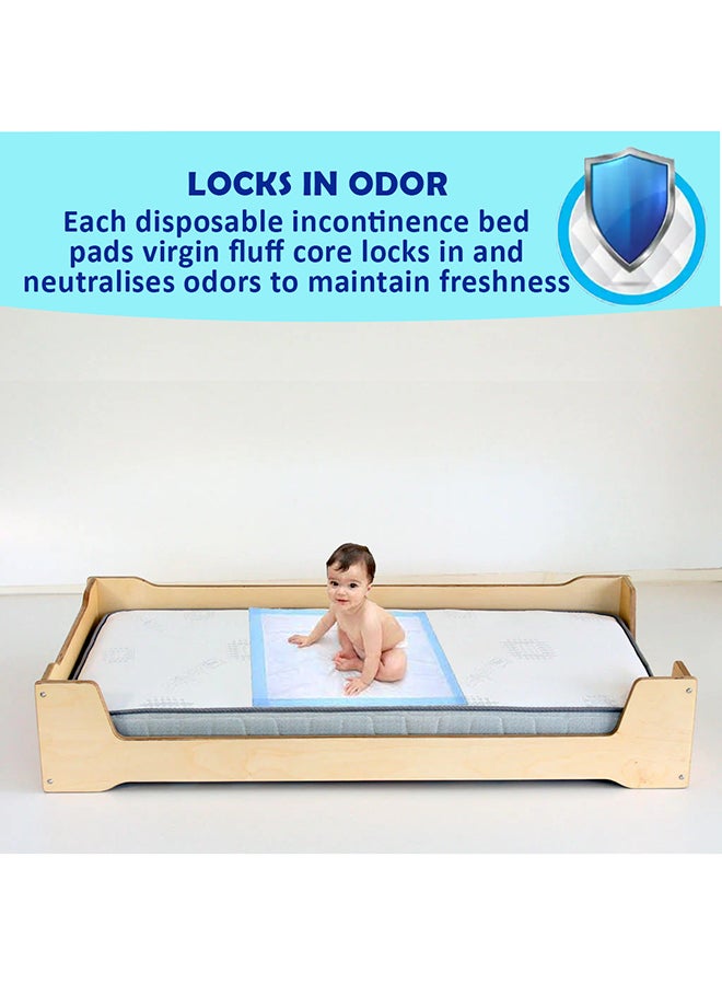 Cute 'n' Cuddle Pack Of 210 Disposable Soft Ultra Absorbent Waterproof Diaper Mess-Free Changing Mat Liners Baby Changing Mat Cover Bed Pads, Blue, 60 CM X 90 CM - Image 3