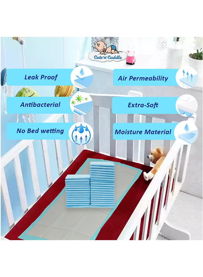 Cute 'n' Cuddle Pack Of 210 Disposable Soft Ultra Absorbent Waterproof Diaper Mess-Free Changing Mat Liners Baby Changing Mat Cover Bed Pads, Blue, 60 CM X 90 CM - Image 4