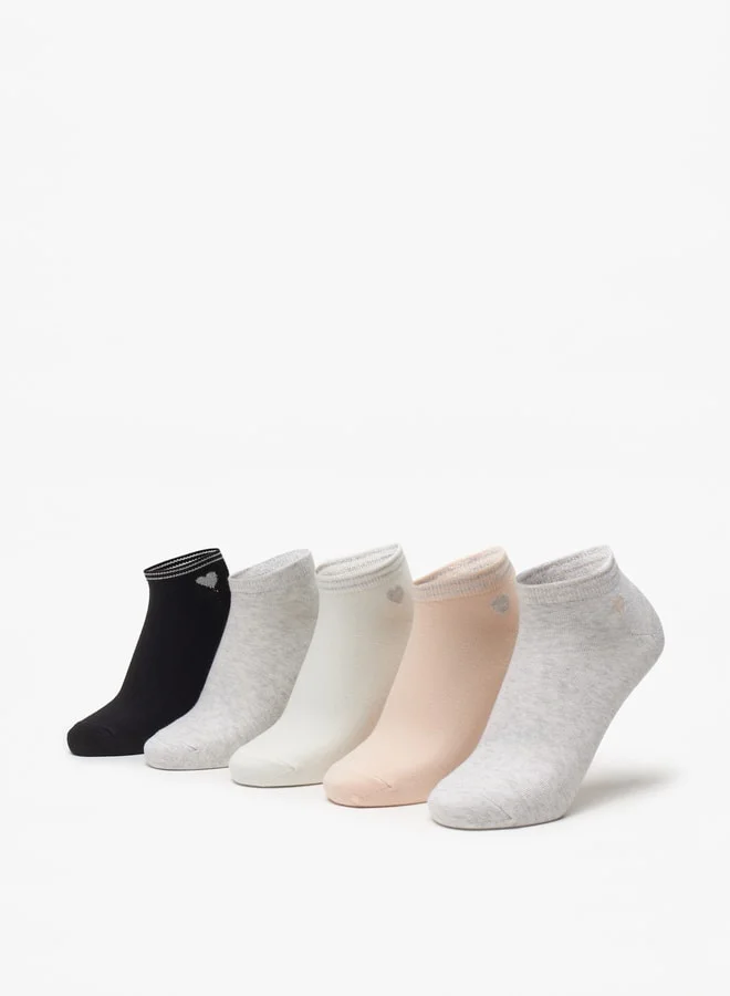 Celeste Heart Print Ankle Length Socks - Set of 5