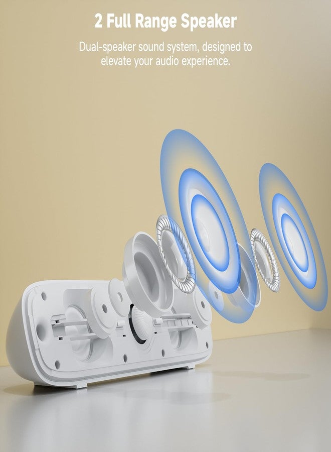 مكبرات صوت بلوتوث SOULION R90 للكمبيوتر المكتبي، تعمل بمنفذ USB، مزودة بمنفذ AUX 3.5 ملم، وإضاءة LED ديناميكية، ومكبر صوت محمول مع تحكم دوار في مستوى الصوت لشاشة الكمبيوتر المحمول، لون أبيض - Image 2
