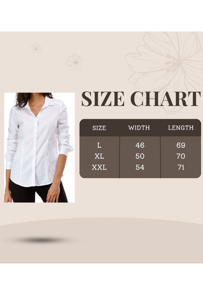 قميص نسائي أبيض – بأكمام طويلة وياقة كلاسيكية من قماش بوبلين ليكرا - Image 3