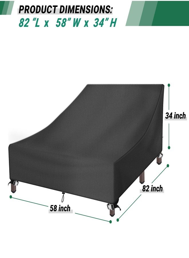 CATOTEL Double Chaise Lounge Cover,Durable 420D Oxford Chaise Lounge Covers Outdoor Waterproof Protective Patio Double Wide Chaise Lounge Chair Dustproof Cover 82"L X 58"W X 34"H, Black - Image 2