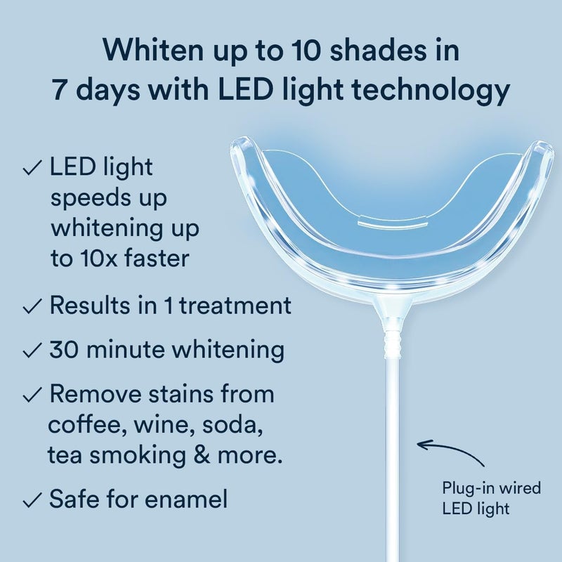Auraglow Teeth Whitening Kit, Wired LED Accelerator Light, 35% Carbamide Peroxide Teeth Whitening Gel, 12 Whitening Treatments, Whitens up to 10 Shades in 7 Days - Image 2