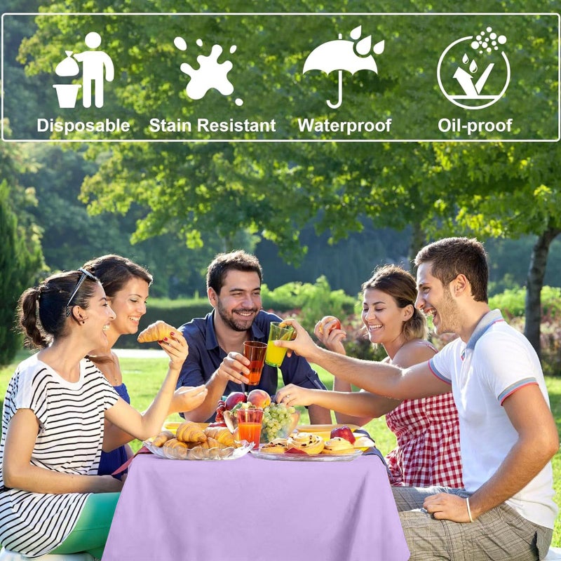 CINSOEN 4 Pack Pastel Color Tablecloths Assorted Color Table Cloth Rectangle Disposable Plastic Table Covers for Parties Baby Shower Wedding Birthday Spring Easter Summer Party, Blue Pink Purple Yellow - Image 3