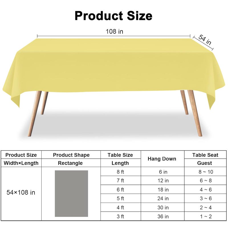 CINSOEN 4 Pack Pastel Color Tablecloths Assorted Color Table Cloth Rectangle Disposable Plastic Table Covers for Parties Baby Shower Wedding Birthday Spring Easter Summer Party, Blue Pink Purple Yellow - Image 4