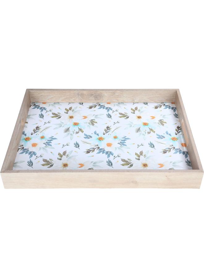 السيف  طبق تقديم خشبي مستطيل 42 سم باللون الأبيض - Image 1