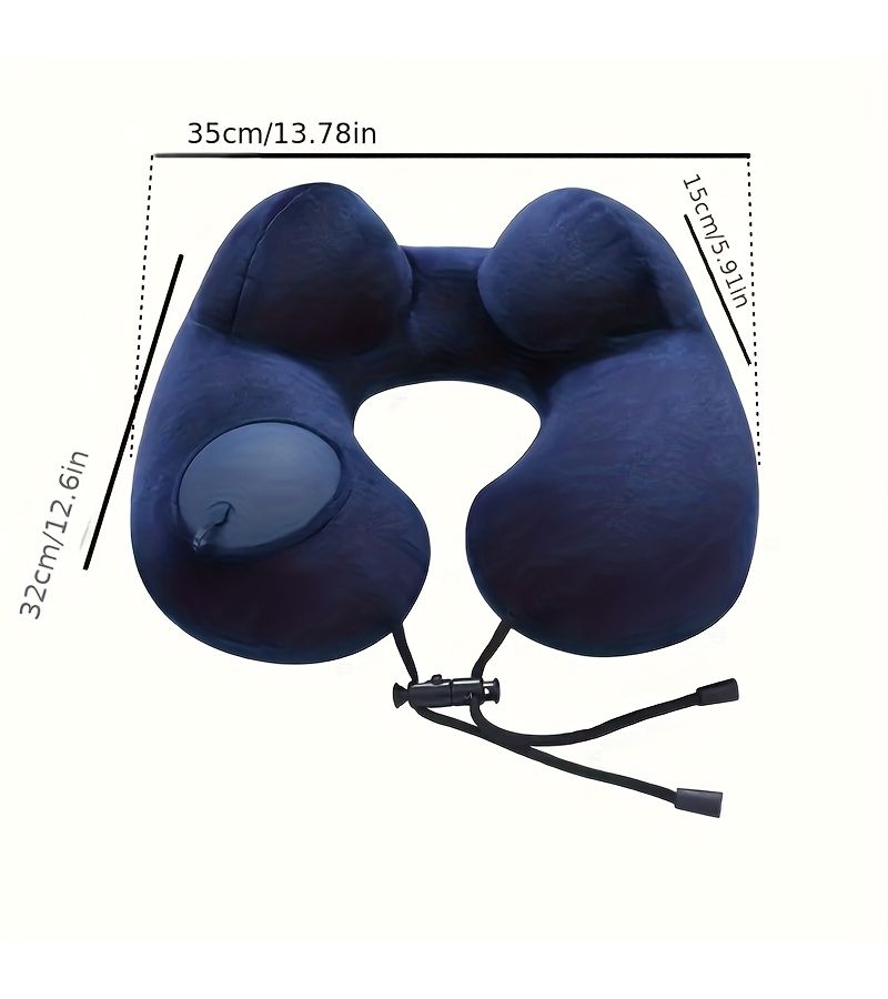 Pink Inflatable U Shaped Neck Support Pillow Zippered Travel Pillow For Side Sleeper Airplane Car Nap - Image 3