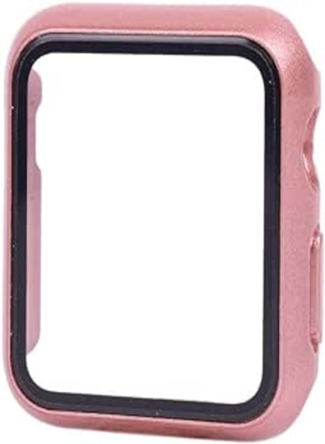 Generic Classic Ultra-Thin HD Bumper Protective Cover With Tempered Glass Screen Protector 38MM, 40MM Or 41MM - Rose Gold