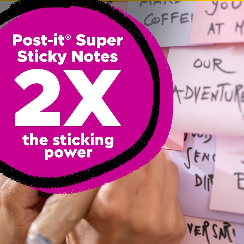 Post-it ملاحظات لاصقة 100% ورق معاد تدويره، سوبر لاصق، 3 بوصة × 3 بوصة، 12 دفتر، 70 ورقة لكل دفتر، ألوان باهتة من وندرلاست، مستلزمات مدرسية ومنتجات مكتبية - Image 3