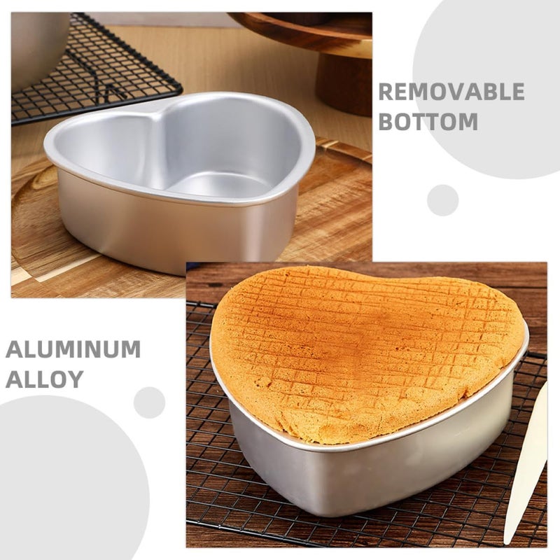 Luxshiny 2 Pack Aluminum Heart Shaped Cake Pans Nonstick Baking Mold With Removable Bottom 7 Inch Small Heart Cake Tins For Cheesecake Valentine Day Baking - Image 4