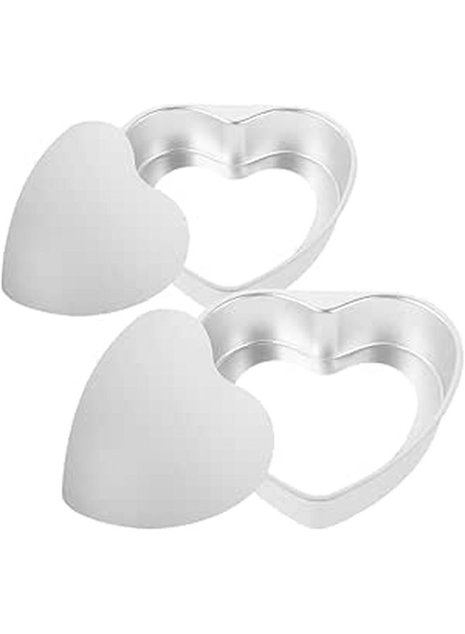 Luxshiny 2 Pack Aluminum Heart Shaped Cake Pans Nonstick Baking Mold With Removable Bottom 7 Inch Small Heart Cake Tins For Cheesecake Valentine Day Baking - Image 1
