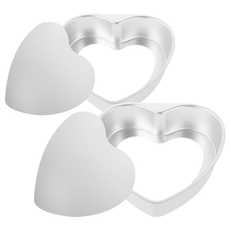 Luxshiny 2 Pack Aluminum Heart Shaped Cake Pans Nonstick Baking Mold With Removable Bottom 7 Inch Small Heart Cake Tins For Cheesecake Valentine Day Baking - Image 2