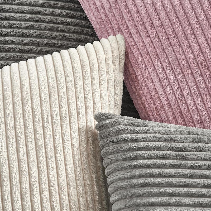 Topfinel Set of 2 Cushion Covers, 60 x 60 cm, Cream Corduroy Striped Pattern, Decorative Cushion Covers, Sofa Cushion, Couch Cushion, Decorative Cushion Covers for Living Room - Image 4