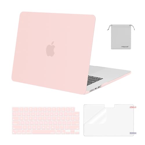 MOSISO ScratchResistant Case Compatible with MacBook Air 15 inch M5 2026 M4 2025 M3 M2 2024 2023 A3448 A3241 A3114 A2941 Protective Hard ShellKeyboard CoverScreenFilmStorage Bag Chalk Pink - Image 1
