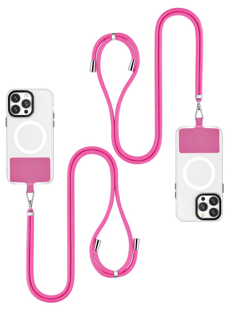 2Pack Phone Lanyard, Universal Crossbody Cell Phone Lanyards, Multifunctional Nylon Patch Adjustable Shoulder Neck Strap Compatible with Most Smartphones(Rose Red)  - Image 1