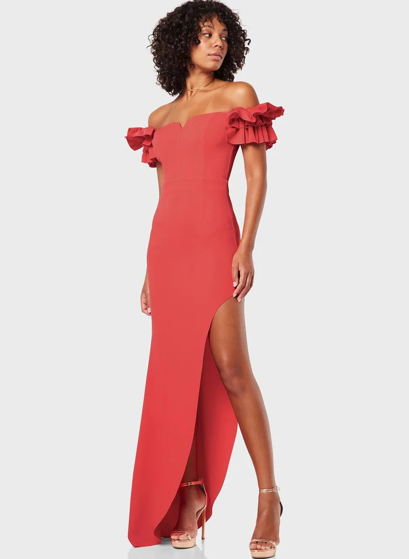 ELLIATT Off Shoulder Ruffle Detail Dress