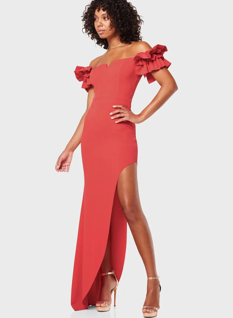 ELLIATT Off Shoulder Ruffle Detail Dress