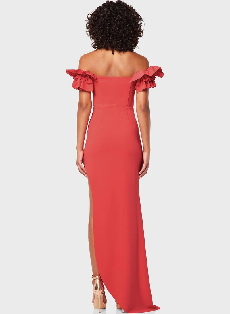 ELLIATT Off Shoulder Ruffle Detail Dress