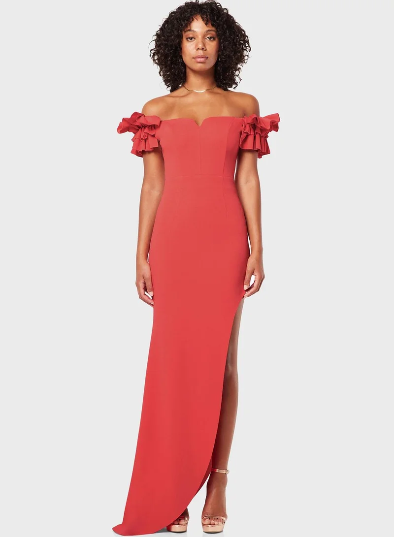 ELLIATT Off Shoulder Ruffle Detail Dress