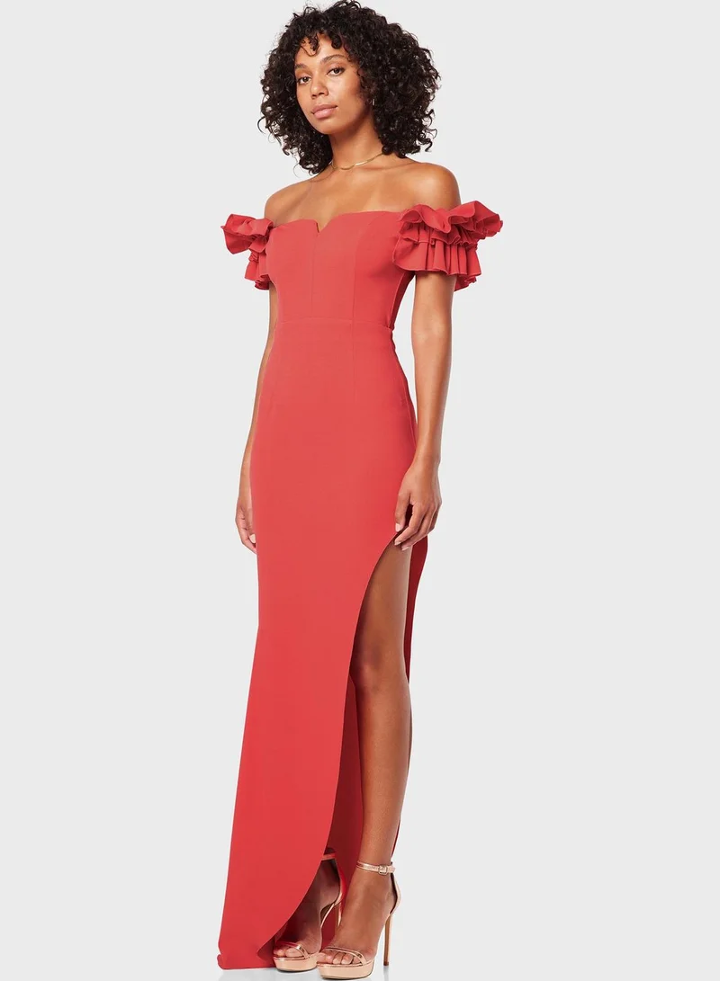 ELLIATT Off Shoulder Ruffle Detail Dress
