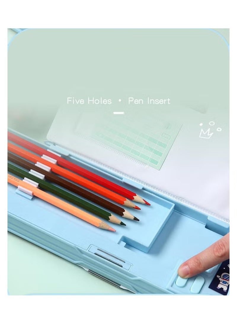 Pop Up Multifunction Pencil Case for Kids, with Calculator Sharpener Cute School Supplies Multifunction Stationery Organizer Space Gift for Kids Teens Black - Image 3