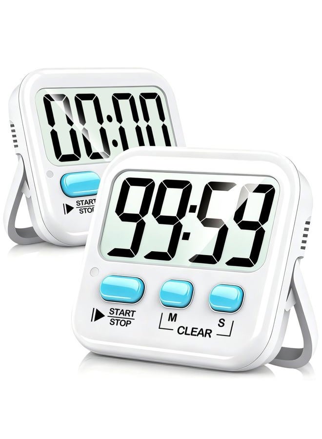 Antonki 2 Pack Digital Kitchen Timer Magnetic Countdown Stopwatch Timer With Loud Alarm, Big Digit, Back Stand, Hanging Hole for Cooking, Shower, Bathroom, Kids, Teacher - AAA Battery Included - Image 1