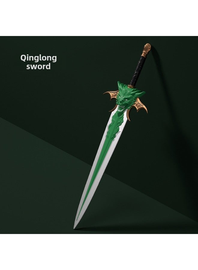 Toy Sword Simulation Vermilion Sword Shield Children's Toy Sword Soft Rubber Material PU Sword Set Sword Toy-Color:Green Dragon Sword  - Image 1