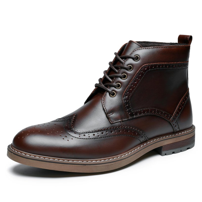 ArcBrothers Men's Dress Boot For Men Oxford Ankle Boots Dark Brown Dress Boots Genuine Leather Classic Brogue Style - Image 4
