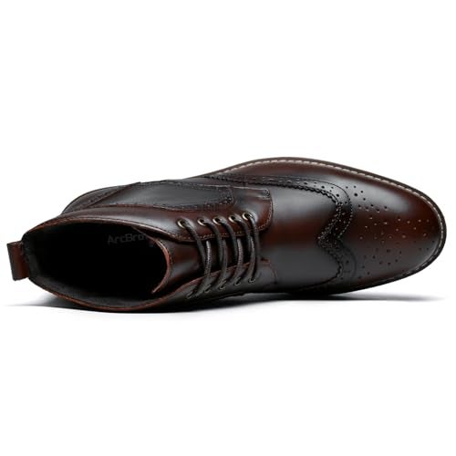 ArcBrothers Men's Dress Boot For Men Oxford Ankle Boots Dark Brown Dress Boots Genuine Leather Classic Brogue Style - Image 5