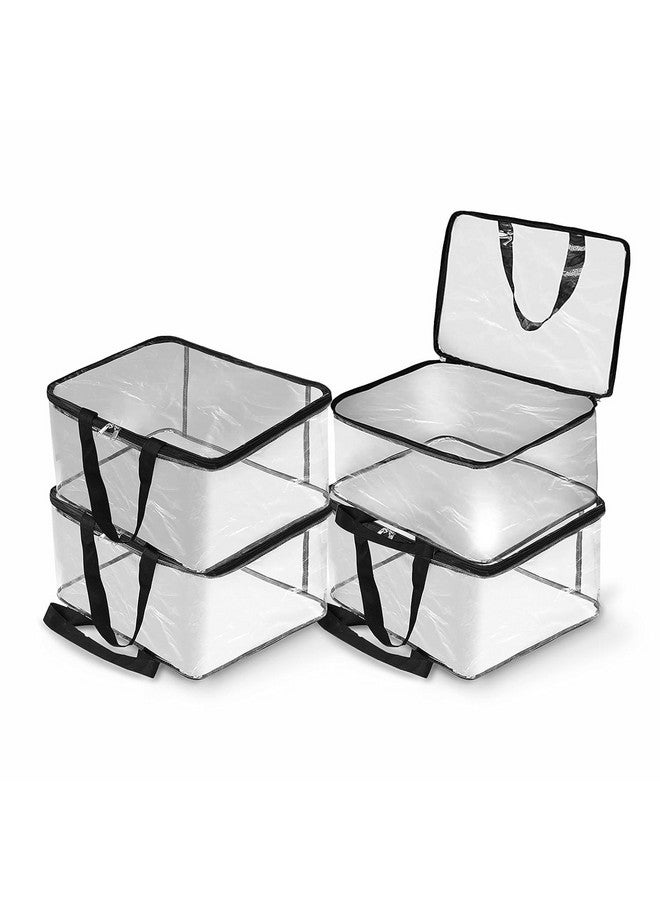 HOLLIO Transparent Pvc Storage Bag for Saree Covers,Clothes, Lehenga, Blankets, Bedsheets, Toys, Docs | Wardrobe Organizer | Clear Storage Box Bag (6, Transparent) - Image 1