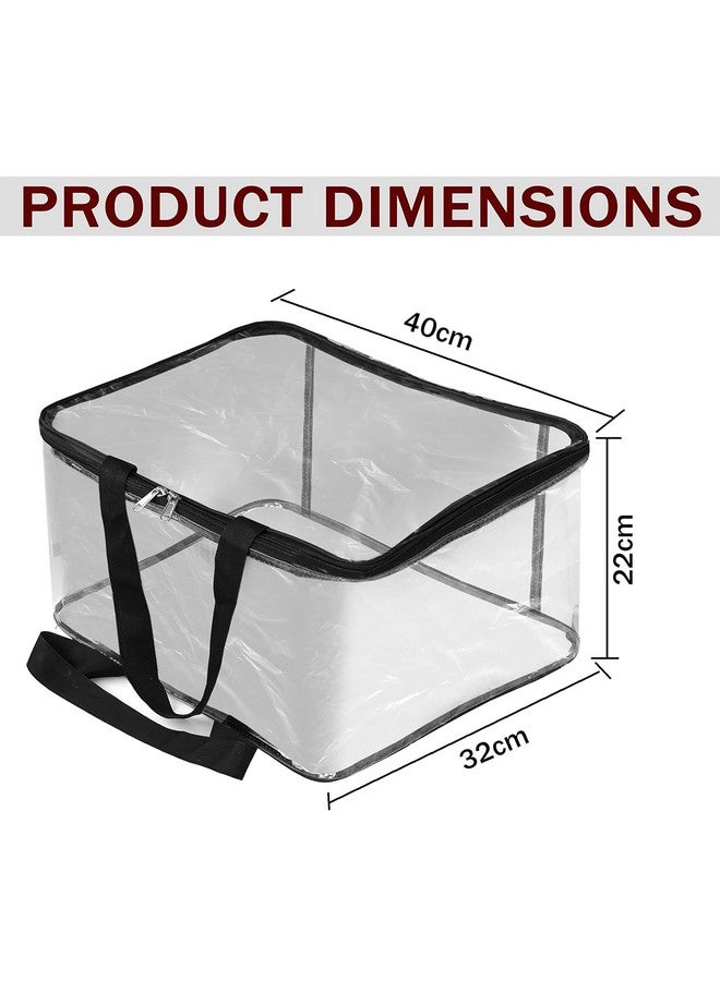 HOLLIO Transparent Pvc Storage Bag for Saree Covers,Clothes, Lehenga, Blankets, Bedsheets, Toys, Docs | Wardrobe Organizer | Clear Storage Box Bag (6, Transparent) - Image 2