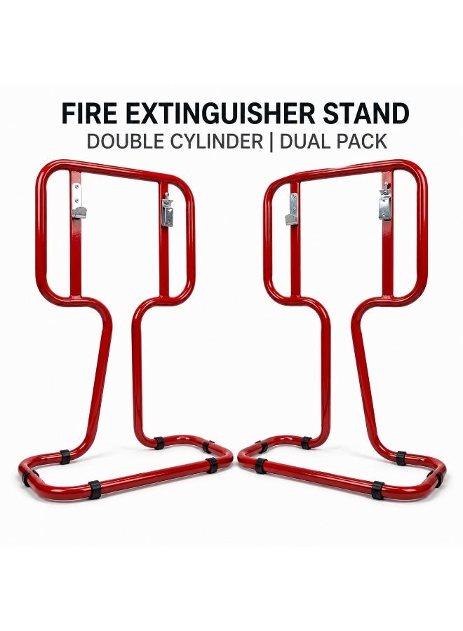 Fire Extinguisher Stand Double Red Dual Pack Premium Best Quality Heavy Duty - Image 1