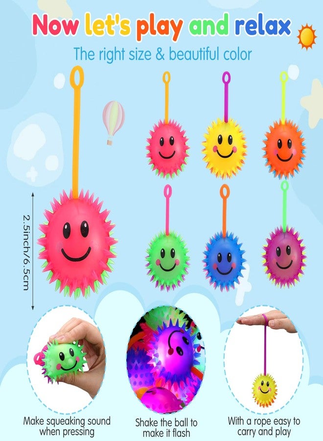 Sotiff 30 Pcs LED Smile Face Bouncy Balls Light up Spiky Rubber Ball Smile Squeaky Relief Toy for Teens Valentine's Day Party Favors, Goodie Bag Stuffers Glow in Dark Colleague Classroom Prize - Image 2