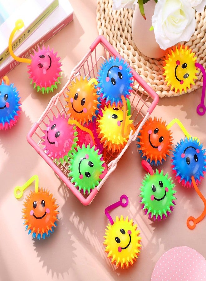 Sotiff 30 Pcs LED Smile Face Bouncy Balls Light up Spiky Rubber Ball Smile Squeaky Relief Toy for Teens Valentine's Day Party Favors, Goodie Bag Stuffers Glow in Dark Colleague Classroom Prize - Image 3