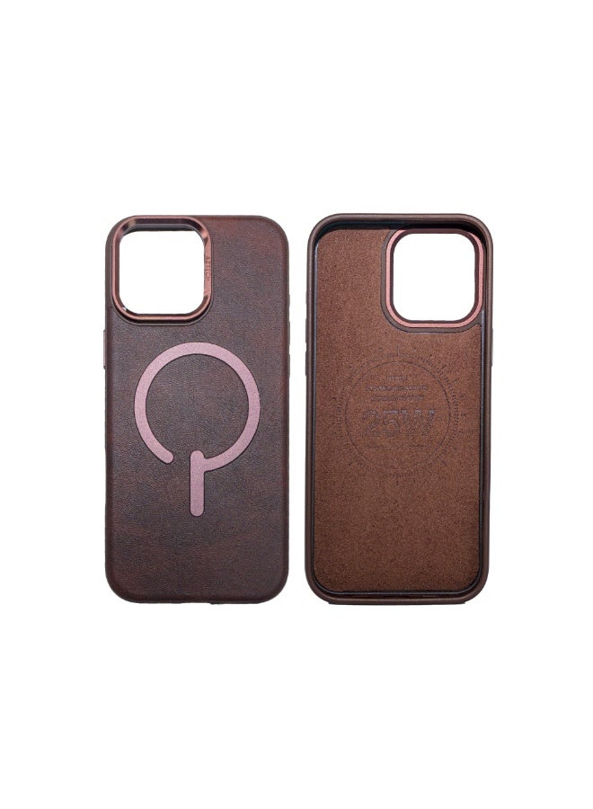 Aztech Leather Case for iPhone 15 Pro Max, MagSafe Compatible, Luxury Tumbled Leather, Slim Fit, Durable Protective Case, Dark Brown Color, Metal Buttons, Lens Protector, Anti-Scratch, Shockproof, Premium Leather Cover, Stylish iPhone 15 Pro Max Case, Everyday Protection, Drop Protection, Magnetic Wireless Charging Compatible, Slim Design, Modern Phone Cover, Trendy Mobile Accessories, iPhone 15 Pro Max Accessories, Protective Leather Case