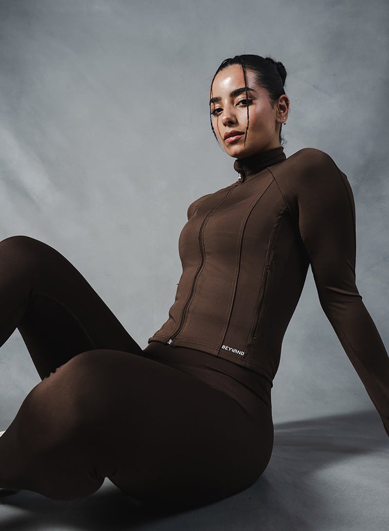 Beyond Sportswear Women's Brown Compression Jacket - Image 2