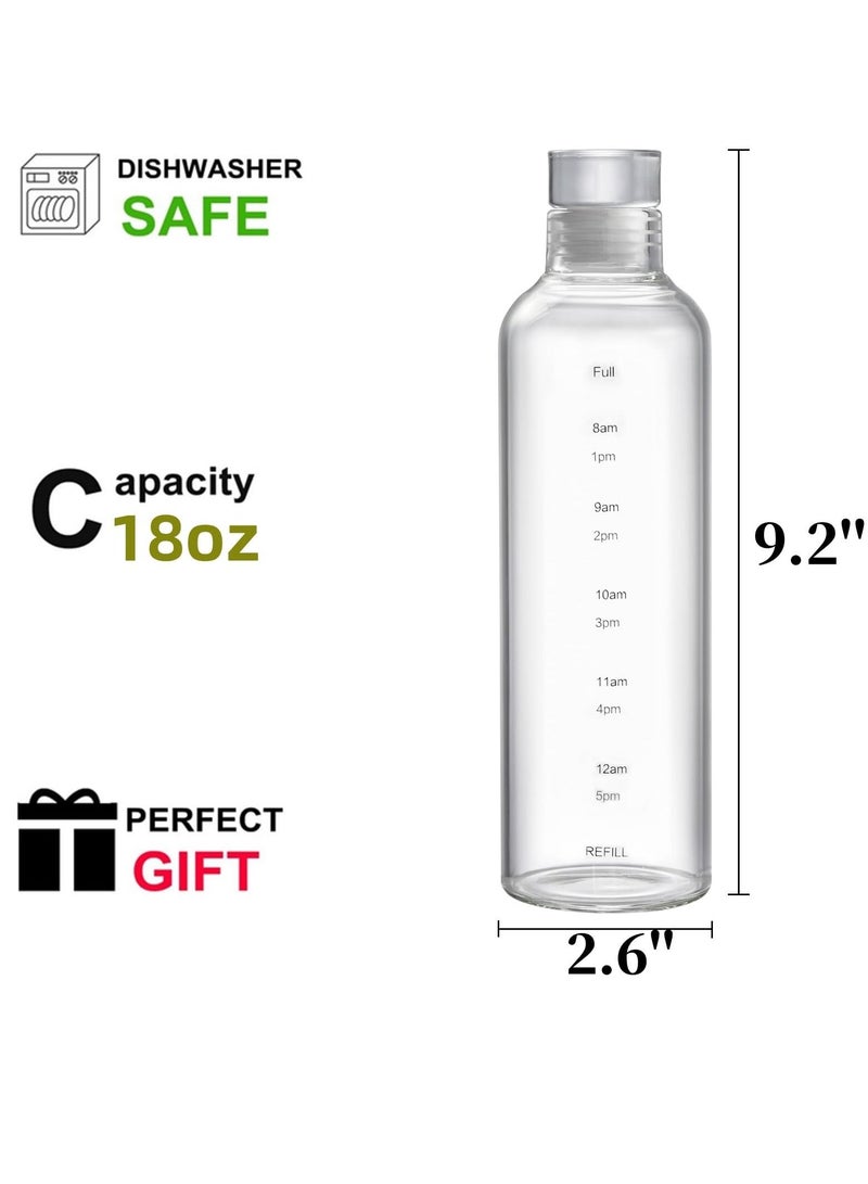 2 Pack Glass Water Bottles with Time Marker, Glass Water Bottles with Sleeves, 18 oz Glass Bottles with Lids, Reusable Drinking Bottles for Hot and Cold Drinks  - Image 2