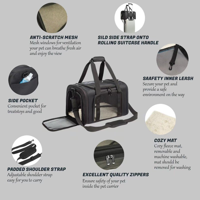 ROSEBB Cat Carrier Dog Carrier Pet Carrier Cat Bags for Small Medium Cats Dogs Puppies of 15 Lbs,of Airline Approved Small Dog Bag Soft Sided,Collapsible Travel Puppy Carrier (Medium, Black) - Image 3