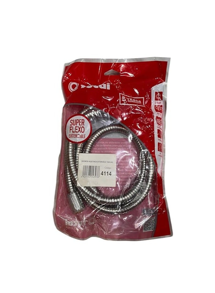 خرطوم دش اسباني من الستانلس ستيل، خرطوم دش مرن محمول باليد من الستانلس ستيل، خرطوم بديل للدش المحمول باليد طويل جدا، كروم نحاسي 1.5 متر - Image 1