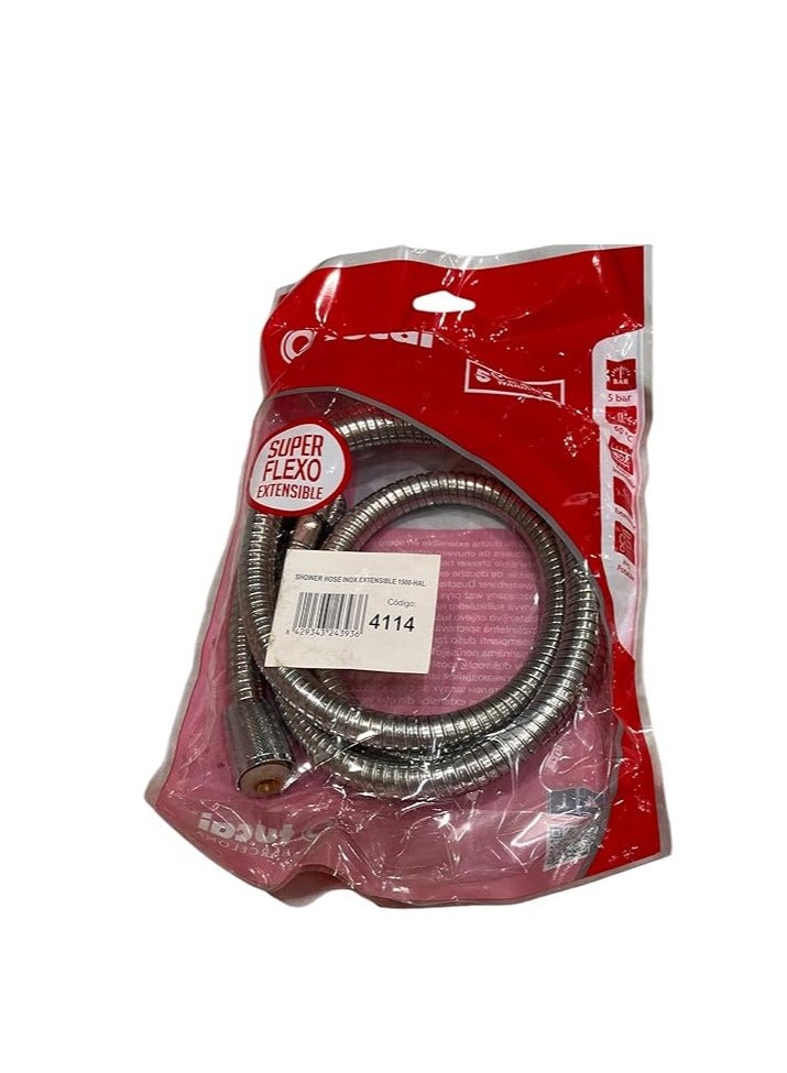 خرطوم دش اسباني من الستانلس ستيل، خرطوم دش مرن محمول باليد من الستانلس ستيل، خرطوم بديل للدش المحمول باليد طويل جدا، كروم نحاسي 1.5 متر - Image 3