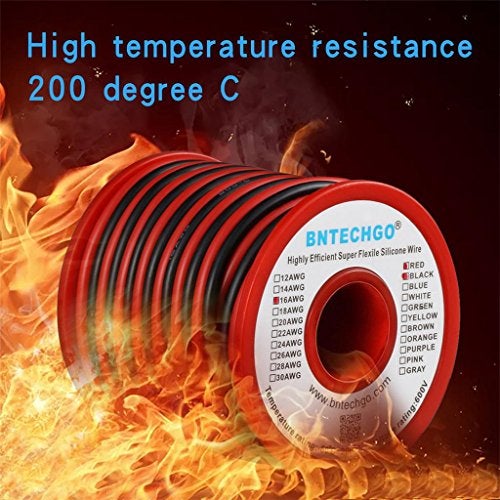BNTECHGO 16 Gauge Silicone Wire Spool Red 25ft and Black 25ft 2 Separate Wires Flexible 16 AWG Stranded Tinned Copper Wire - Image 5