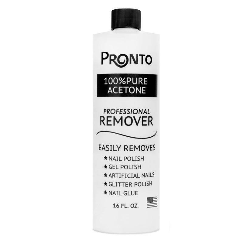 Pronto 100% Acetone Nail Polish Remover - Gel Polish Remover for Nails | Acetone Nail Polish Remover & Remover For Nails, Glue, Gel, Acrylic & Dip | 100 Percent Pure Acetone, 16 Fl oz (Pack of 1) - Image 1