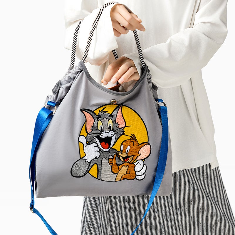 Cat And Mouse Genuine Licensed Portable Canvas Bag Nylon Shopping Bag Environmentally Friendly Portable Travel Tote Bag Embroidery - Image 4