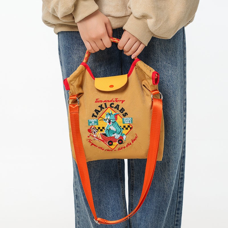 Cat And Mouse Genuine Licensed Portable Canvas Bag Nylon Shopping Bag Environmentally Friendly Portable Travel Tote Bag Embroidery - Image 1