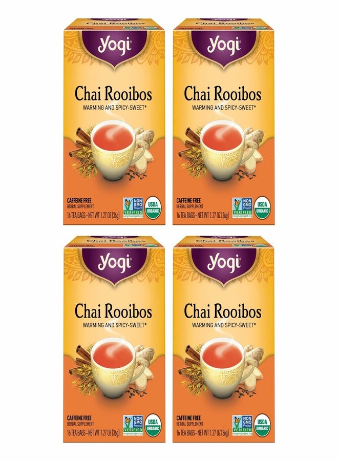 Yogi Tea Chai Rooibos Tea - 16 Tea Bags per Pack (4 Packs) - Spiced Organic Rooibos Tea - Provides Antioxidants - Caffeine-Free - Includes Cardamom, Cinnamon, Ginger & Clove - Image 1